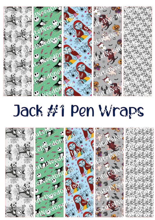 Jack Skellington Pen Wraps - Nightmare Before Christmas Waterslide Decals