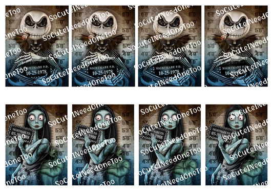 Calcomanías para fotos policiales de Jack y Sally 