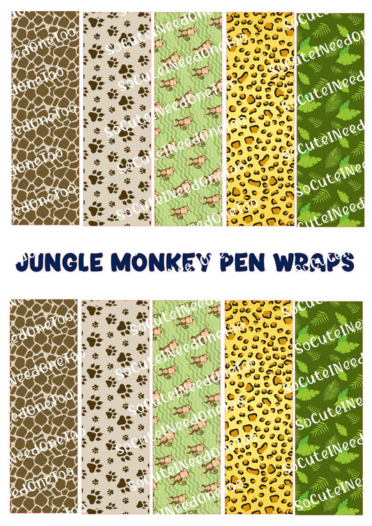 Jungle Monkey Pen Wraps - Tropical Waterslide Decals