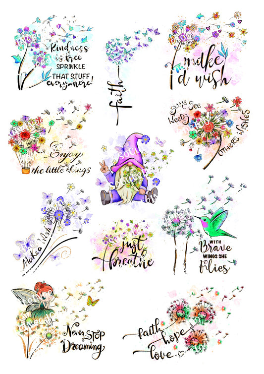 Just Breathe Flowers Waterslide Decals – Floral Mindfulness Designs for Tumblers