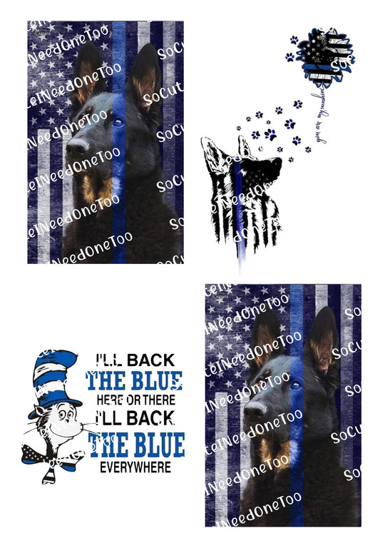 K-9 Love Waterslide Decals – Police Dog & Thin Blue Line Designs for Tumblers