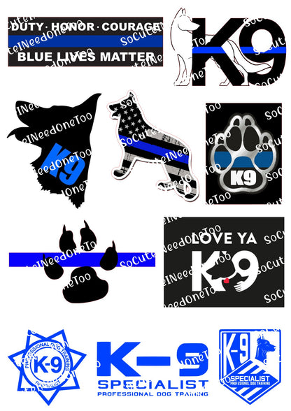 K-9 Love Waterslide Decals – Police Dog & Thin Blue Line Designs for Tumblers