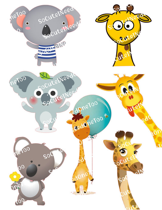 Koala & Giraffe Cuties Waterslide Decals – Cute Animal Designs for Tumblers & Kids Cups