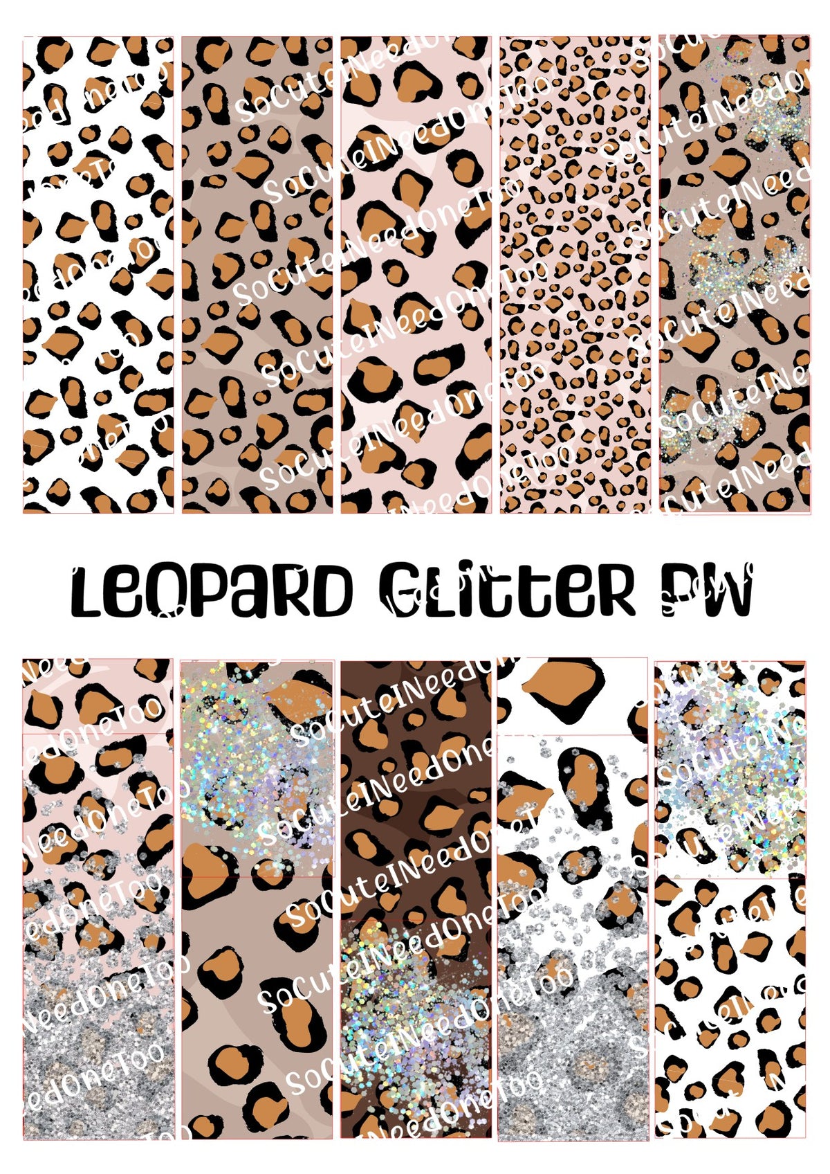 Envoltorios para bolígrafos con purpurina de leopardo 