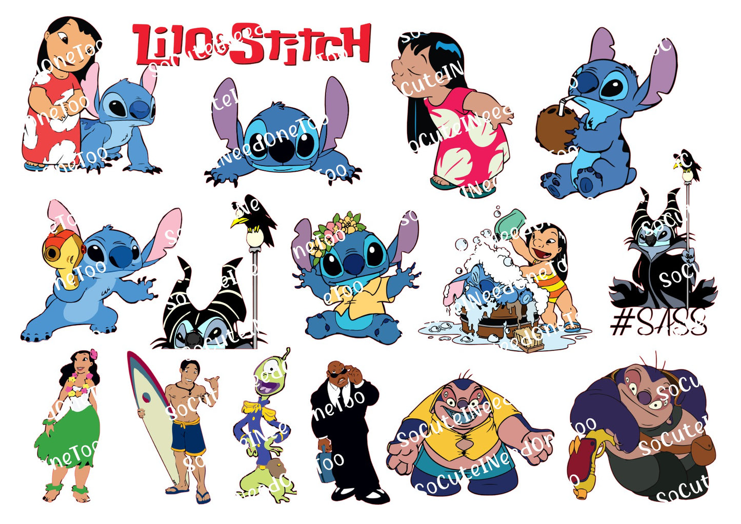 Lilo &amp; Stich - Calcomanías para tobogán acuático de todos los personajes 