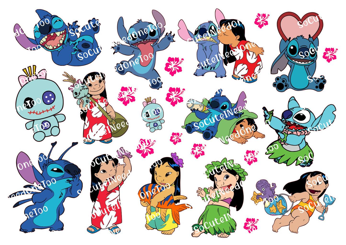 Lilo & Stitch Waterslide Decals - 15 Full Sheets for Fun Crafts and DIYs - SoCuteINeedOneToo