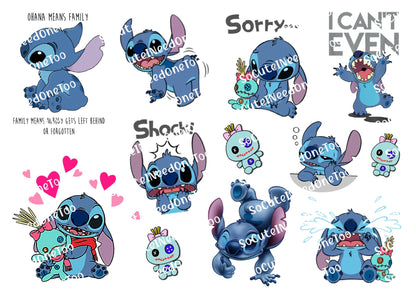 Lilo & Stitch Waterslide Decals - 15 Full Sheets for Fun Crafts and DIYs - SoCuteINeedOneToo