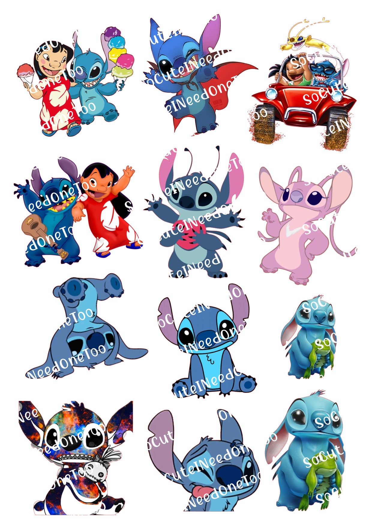 Lilo & Stitch Waterslide Decals - 15 Full Sheets for Fun Crafts and DIYs - SoCuteINeedOneToo