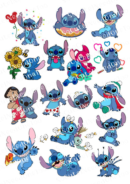Lilo & Stitch Waterslide Decals - 15 Full Sheets for Fun Crafts and DIYs - SoCuteINeedOneToo