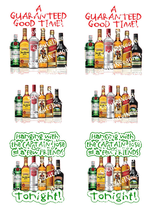 Liquor Friends Waterslide Decals – Funny Drinking Designs for Tumblers & Mugs