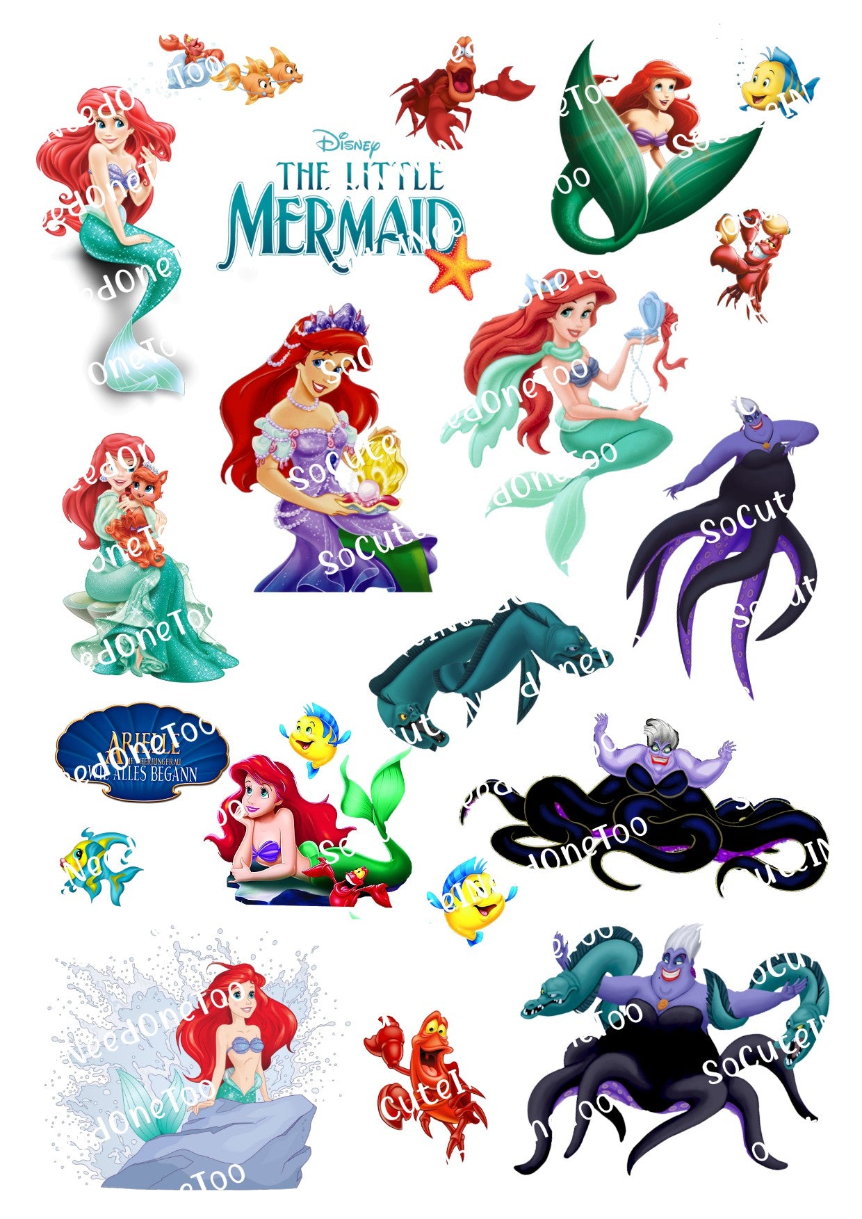 Calcomanías para toboganes acuáticos de La Sirenita n.º 3 