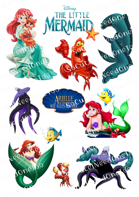 Little Mermaid #2 Waterslide Decals – Ariel & Under the Sea Designs for Tumblers