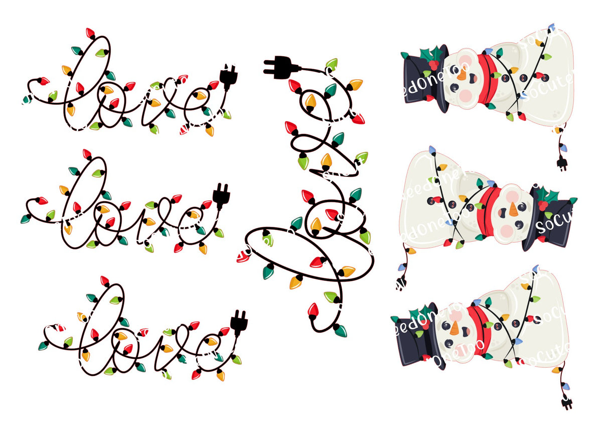 Love In Lights Christmas Waterslide Decals – Holiday Light Display Designs for Tumblers