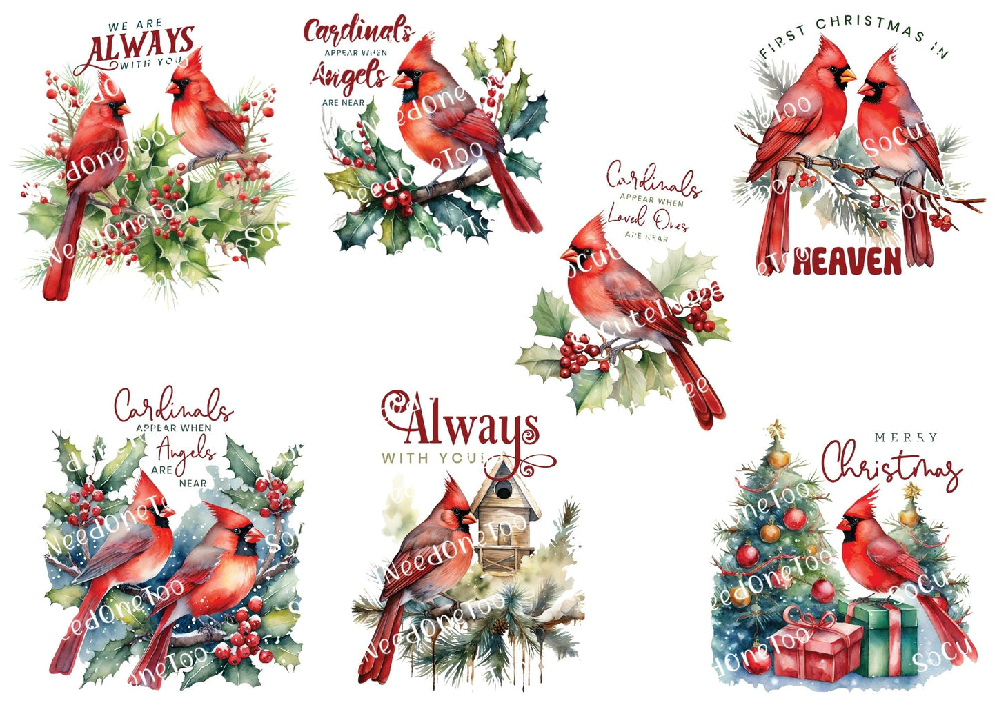 M-Red Cardinals Waterslide Decals SoCuteINeedOneToo