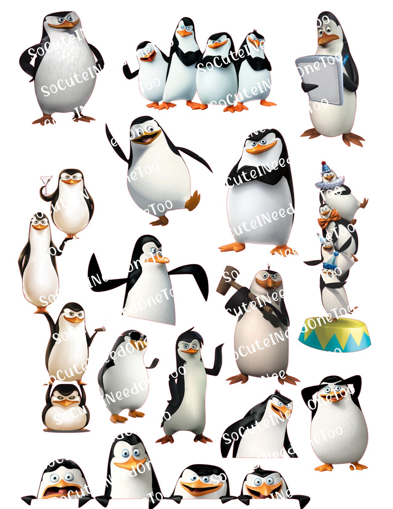 Madagascar Penguins Waterslide Decals - Kids Cup Decorations