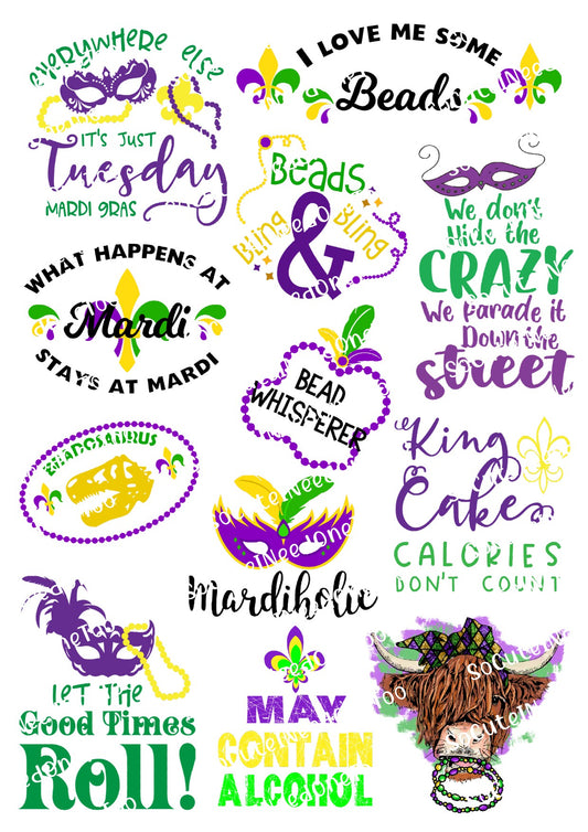 Mardi Gras n.° 3 en papel para tobogán acuático transparente/blanco, listo para usar 