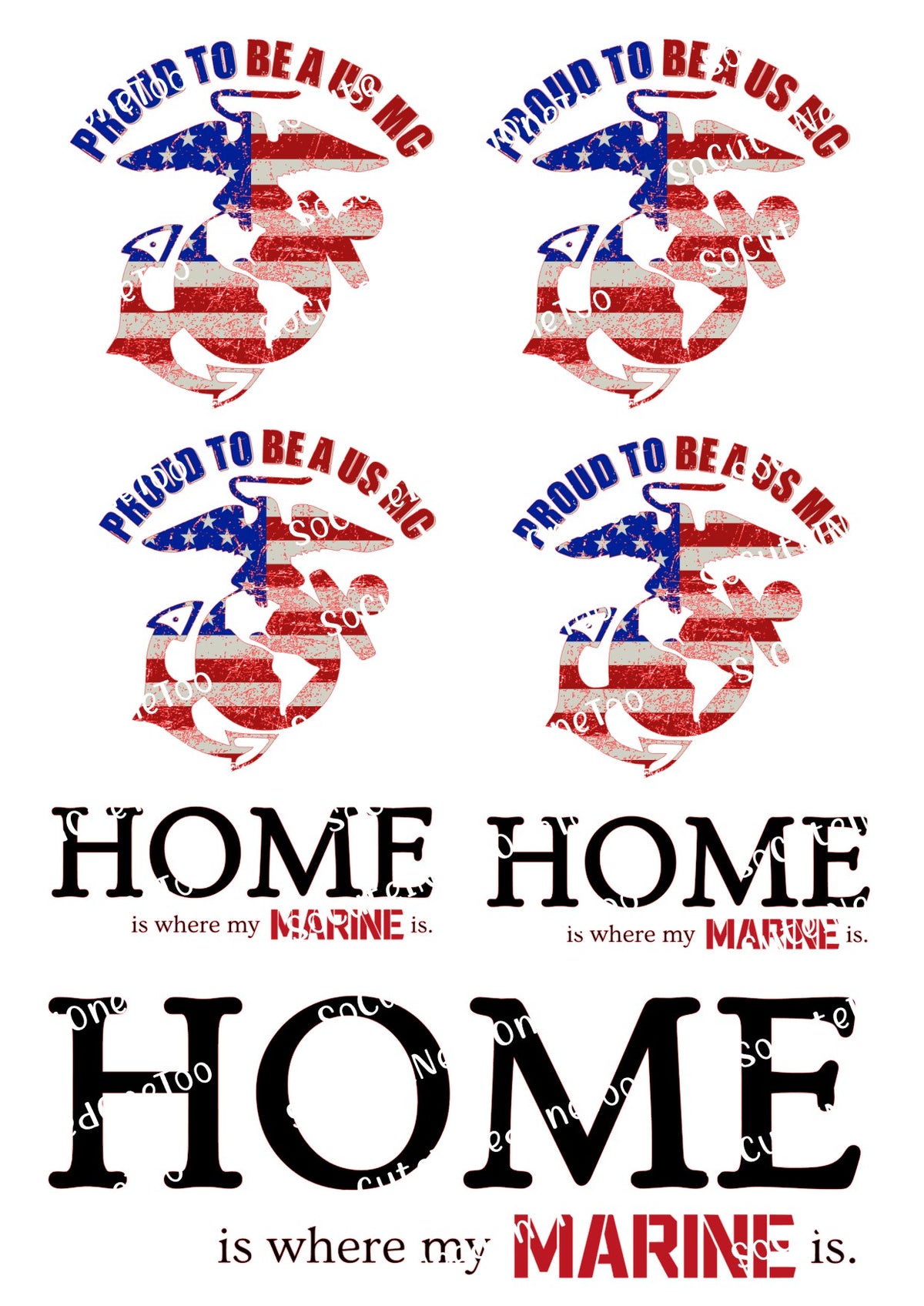 Marines Home Is Where Waterslide Decals – Military Family Designs for Tumblers