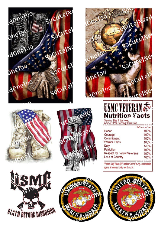 Marines #2 Waterslide Decals – US Marines Military Designs for Tumblers & Crafts