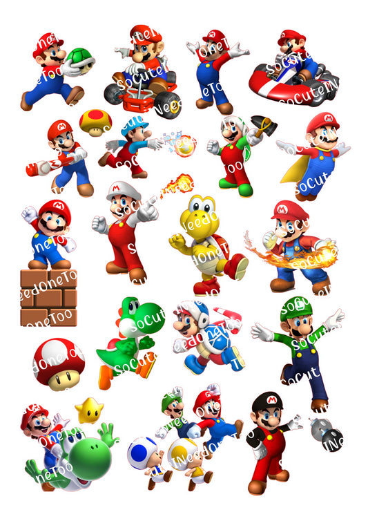 Calcomanías de tobogán acuático de Mario y Luigi 