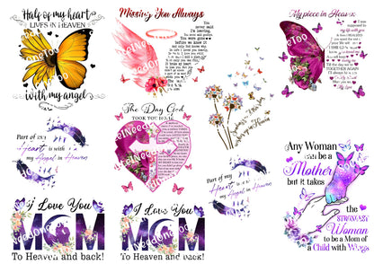 Memorial Album Waterslide Decals