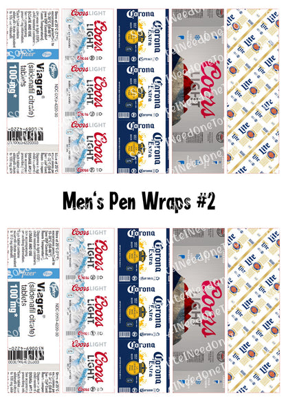 Mens masculine bold pen wraps waterslide decals vol 2