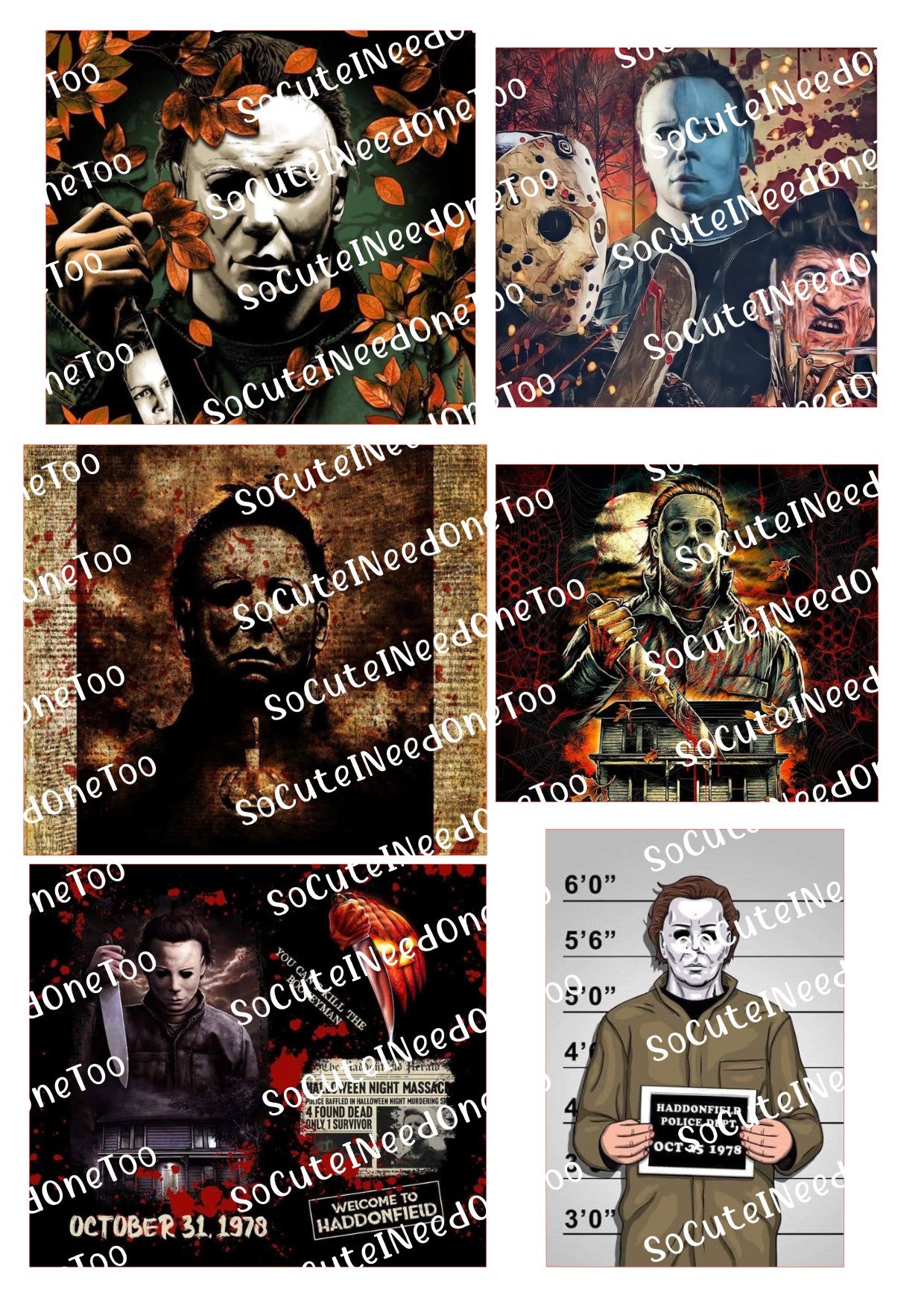 Michael Myers Mug Shot Waterslide Decal - Clear or White Background