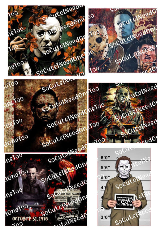 Michael Myers Mug Shot Waterslide Decal - Clear or White Background