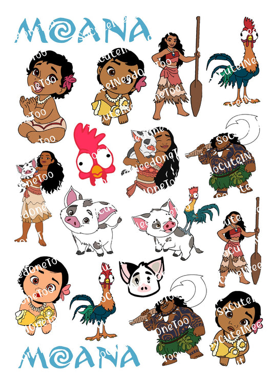 Moana - Baby Characters Waterslide Decals