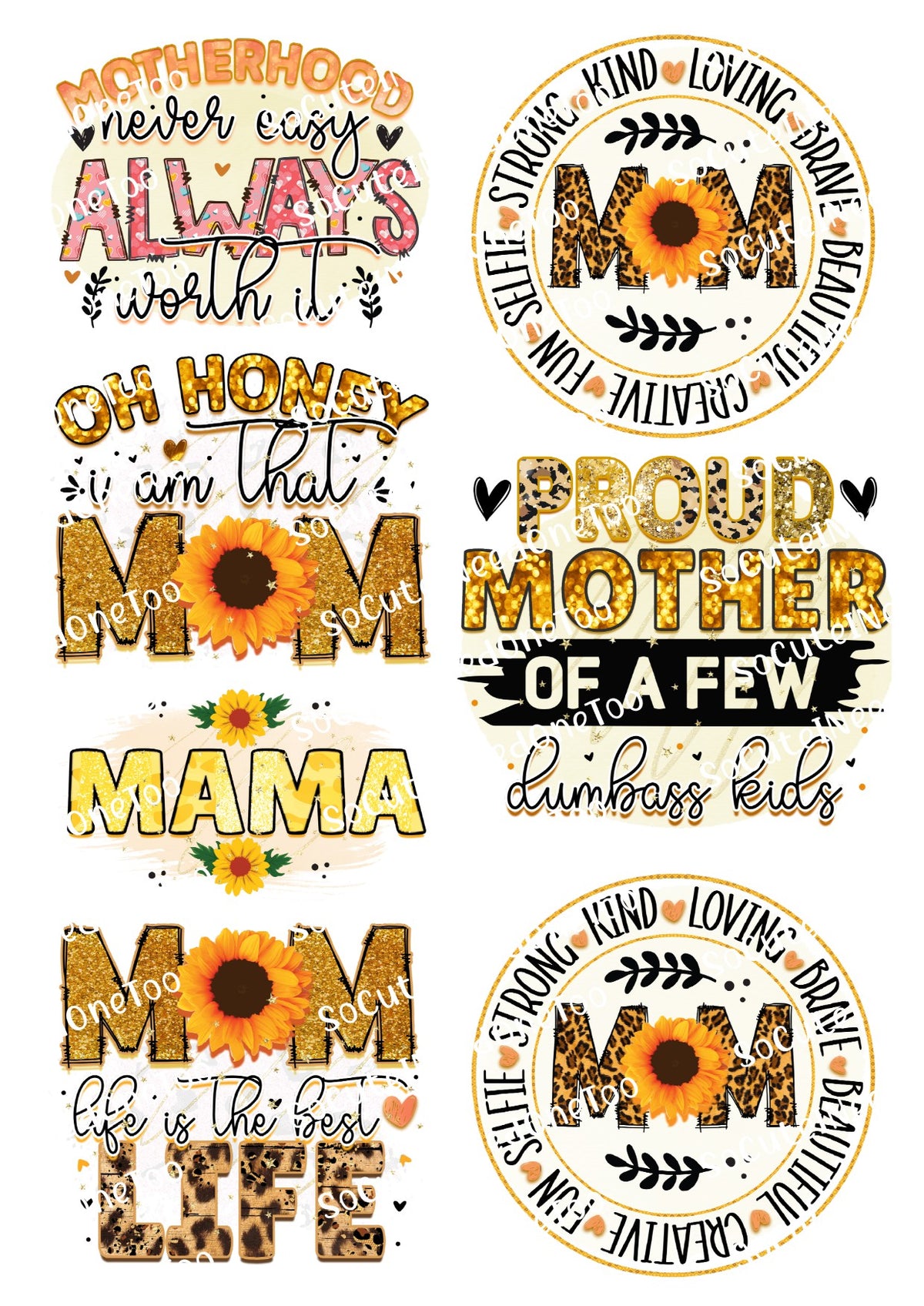 Mom Proud Dumbass waterslide decal sheet – funny mom sayings for tumblers
