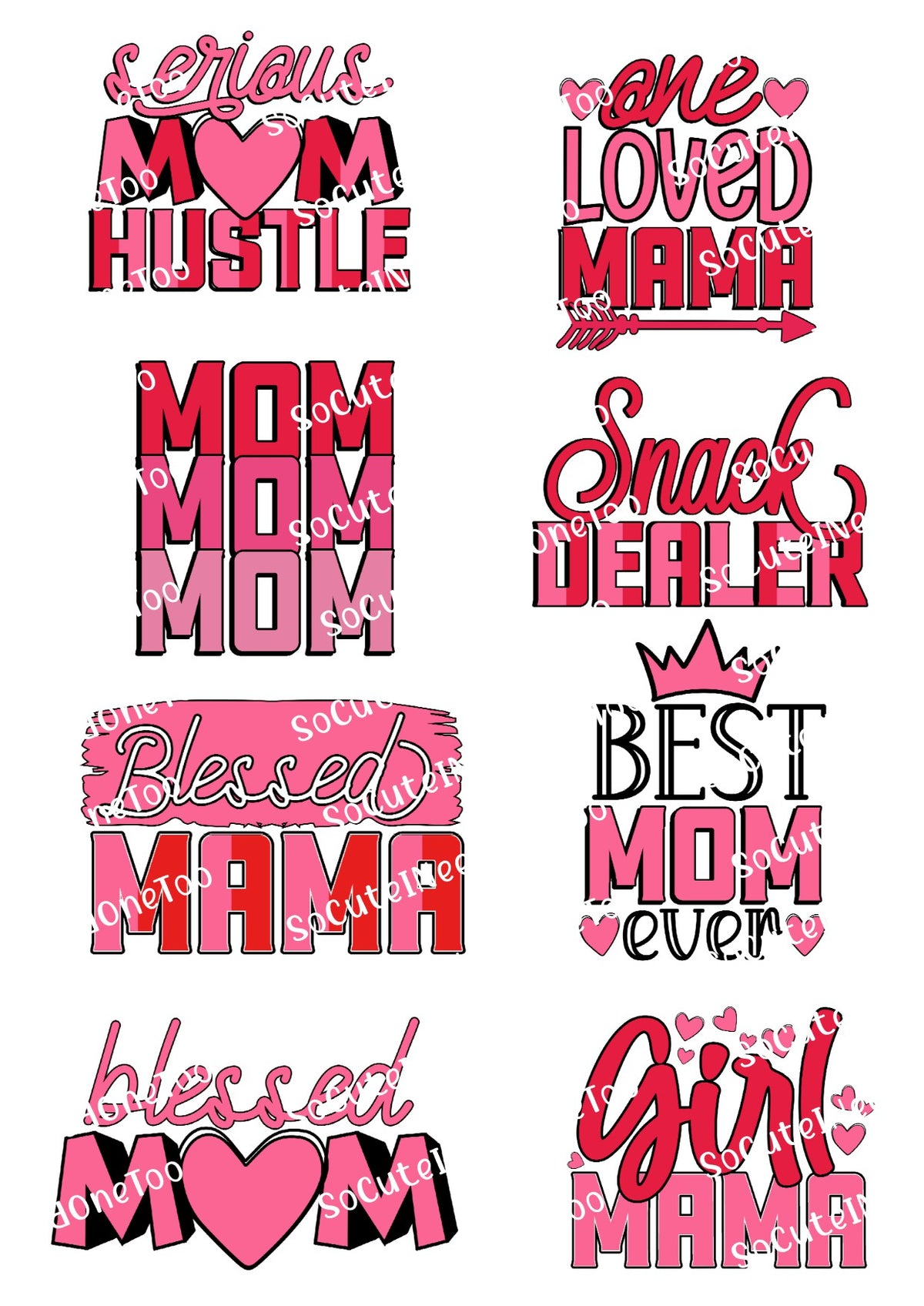 Mom Hustle Waterslide Decals – Blessed Mom Girl Mama & Snack Dealer Designs for Tumblers