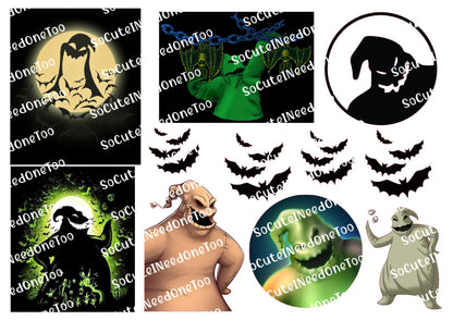 Oogie Boogie Waterslide Decals – Nightmare Before Christmas Villain Designs for Tumblers