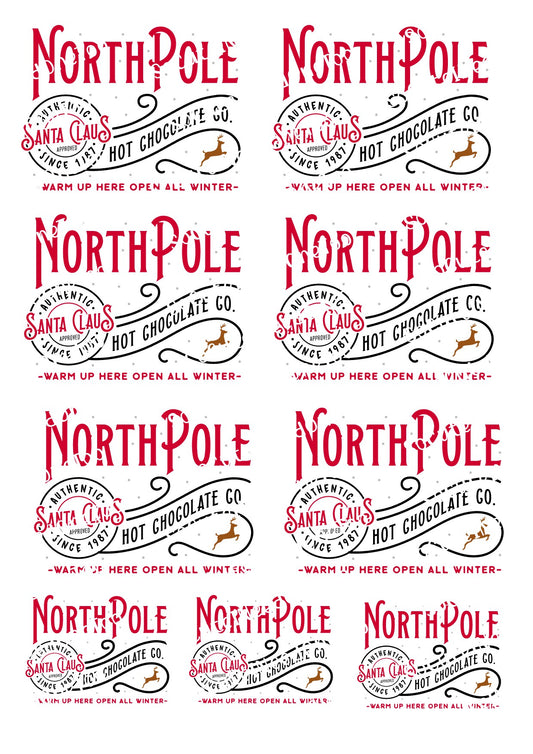 Calcomanías para toboganes acuáticos de CHOCOLATE CALIENTE del Polo Norte 