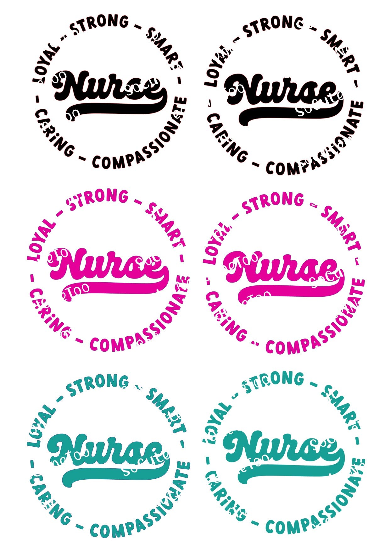 Nurse Circle Waterslide Decals - Clear or White Background