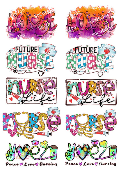 Nurse Waterslide Decals – Multiple Nursing Designs for Tumblers & Drinkware