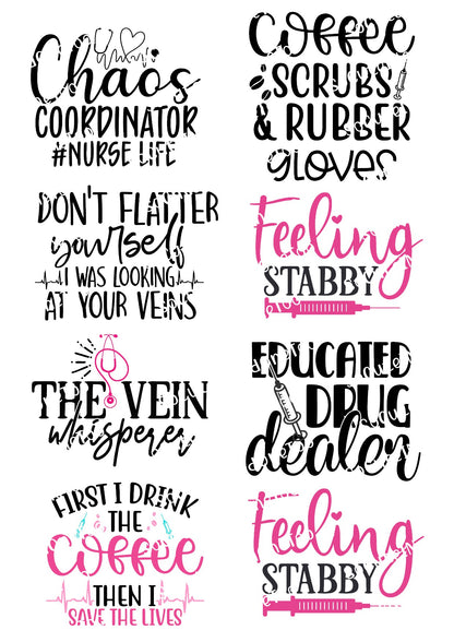 Nurse Waterslide Decals – Multiple Nursing Designs for Tumblers & Drinkware