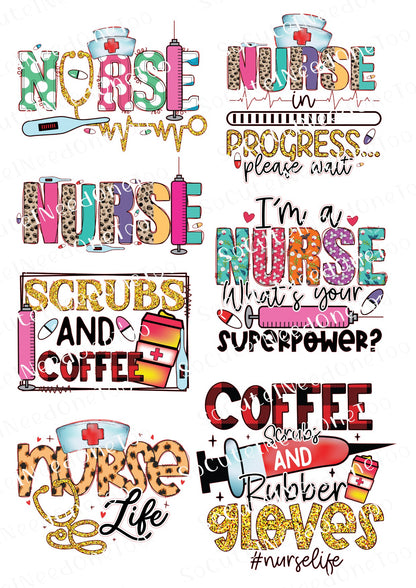 Nurse Waterslide Decals – Multiple Nursing Designs for Tumblers & Drinkware