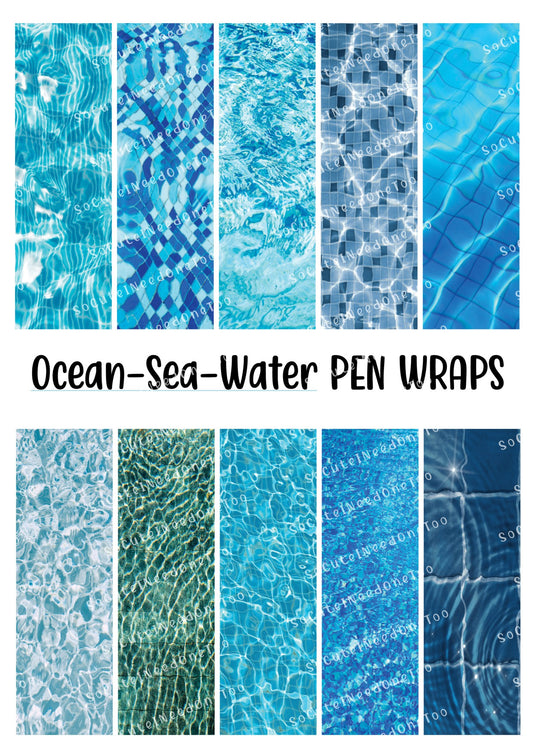 Envoltorios para bolígrafos con diseño de agua de mar y océano 