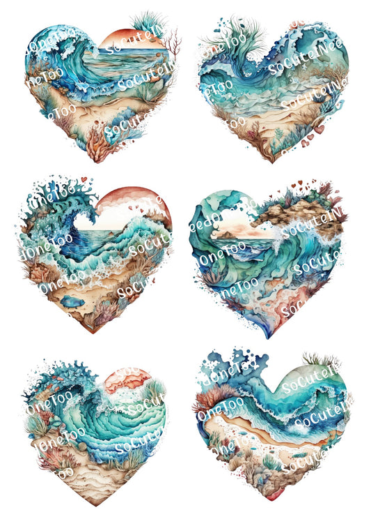Ocean Hearts Waterslide Decals – Coastal Heart Designs for Tumblers