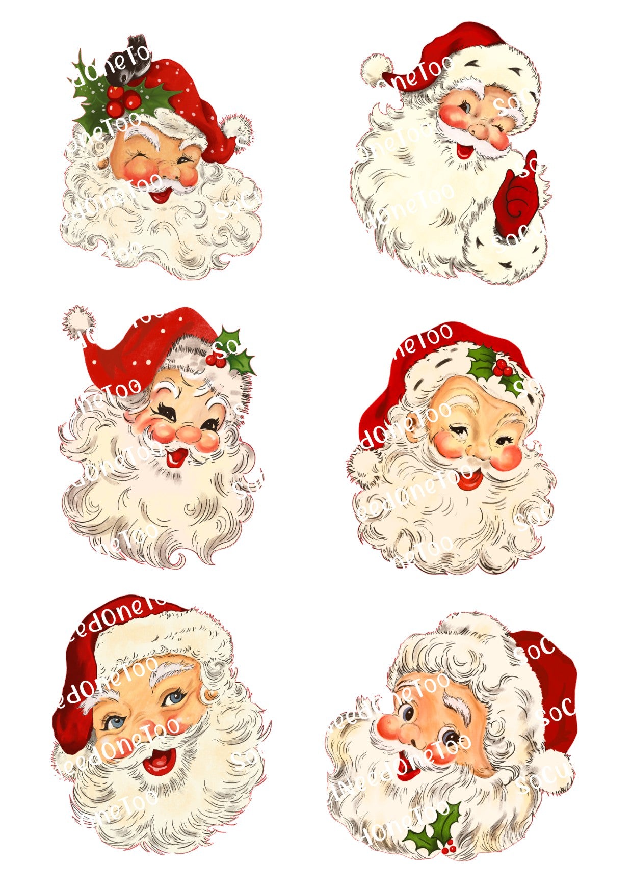 Old Time Santa Waterslide Decals – Vintage Classic Santa Designs for Tumblers