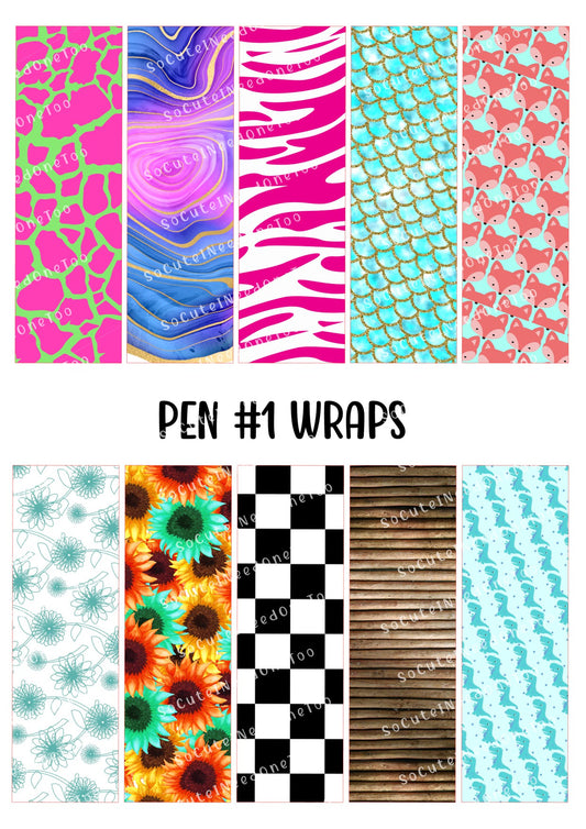 Pen Wraps Waterslide Designs #1 – Floral Bic Pen Wrap Designs