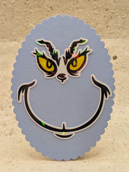 Grinch Holographic Face Sticker Set – Crazy Eyes & Signature Mouth