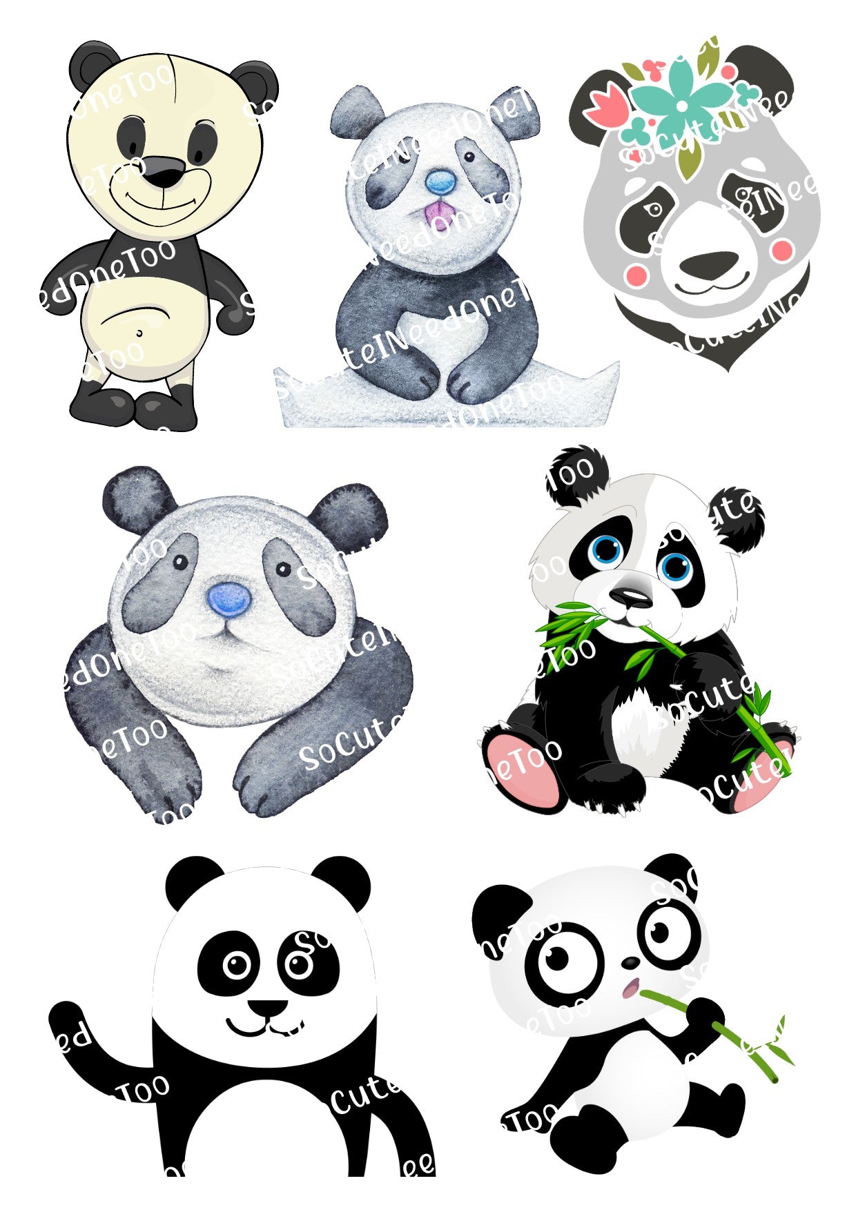 Panda #1 Waterslide Decals - Cute Panda Designs for Tumblers
