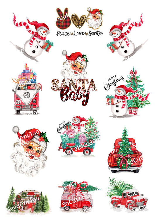 Calcomanías para toboganes acuáticos con el mensaje Peace Love Santa 