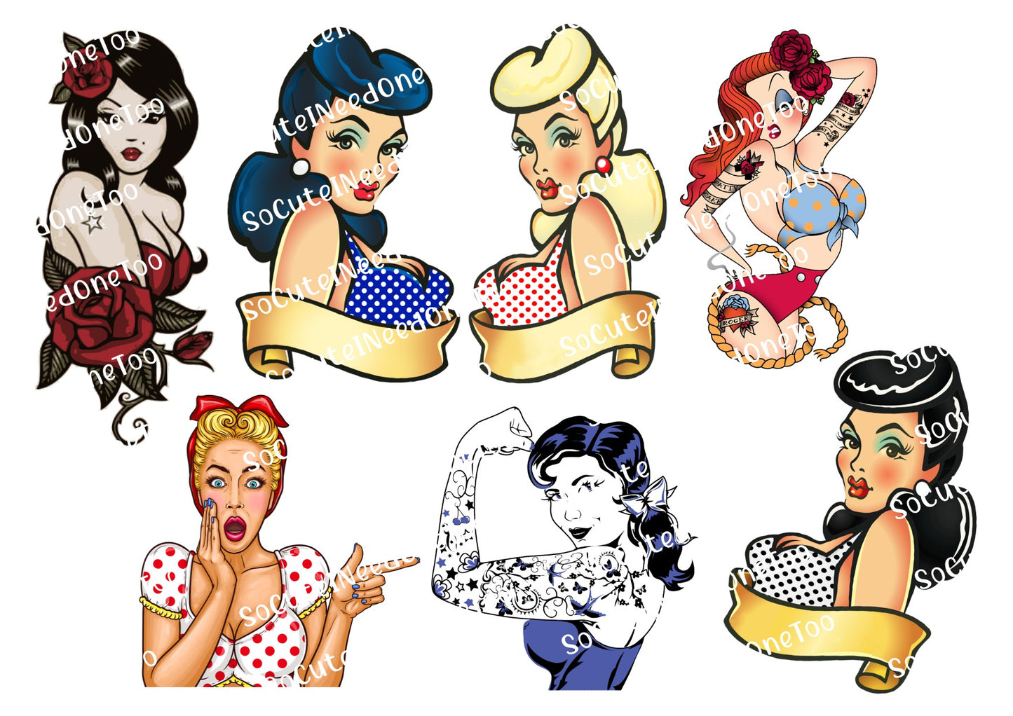 PIN UP GIRL Waterslide Decals