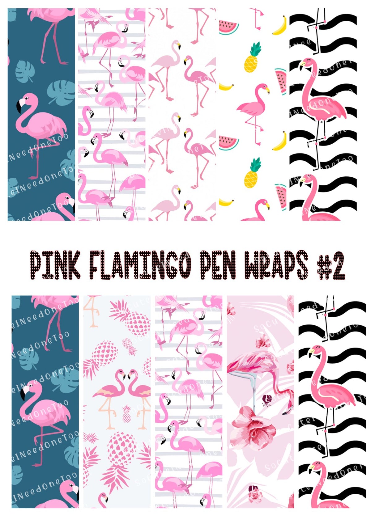 Pink Flamingo Pen Wraps #2 – Tropical Flamingo Designs for Bic Pens