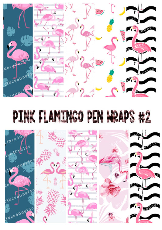 Pink Flamingo Pen Wraps #2 – Tropical Flamingo Designs for Bic Pens