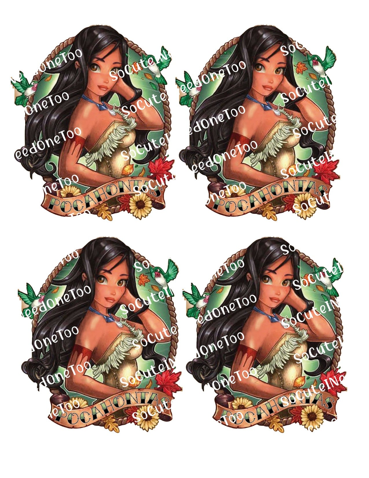 Disney - Tatuajes de Pocahontas Calcomanías para toboganes de agua 