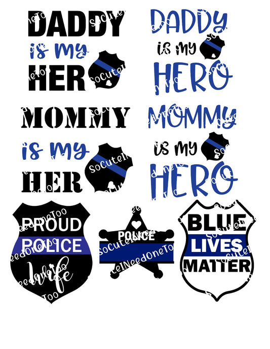 Police #1 Waterslide Decals – He Is My Hero Law Enforcement Designs for Tumblers