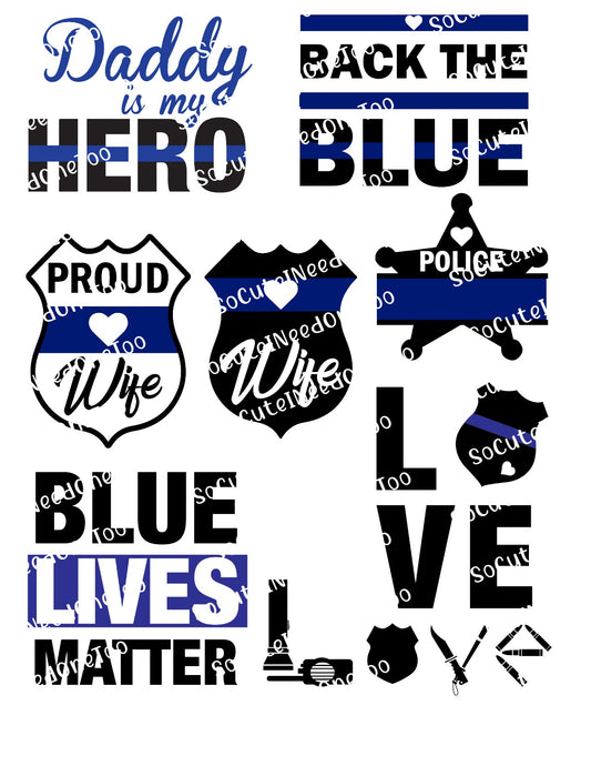 Police #3 Waterslide Decals – Back the Blue & Proud Family Designs for Tumblers