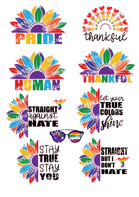 Pride LGBTQ rainbow waterslide decals vol 5 for tumblers